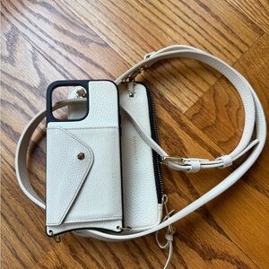 Bandolier Ivory Leather Crossbody Phone Case Strap Pouch Bag IPhone 14 Pro Max